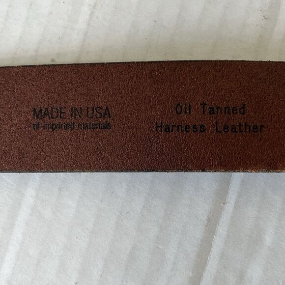 Overland Mens Sz 36 Oil Tanned Harness Leather Belt Brown Made In USA Distressed - Picture 9 of 10